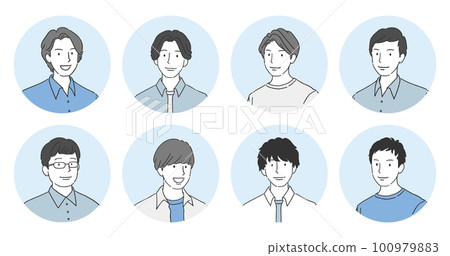 簡單的年輕人圖標插圖集 簡單的年輕人圖標插圖集 100979883