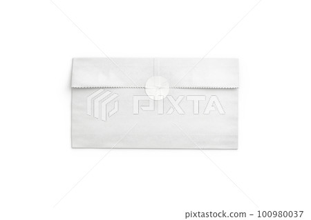Blank white rectangle paper bag with sticker mockup, top view Blank white rectangle paper bag with sticker mockup, top view 100980037