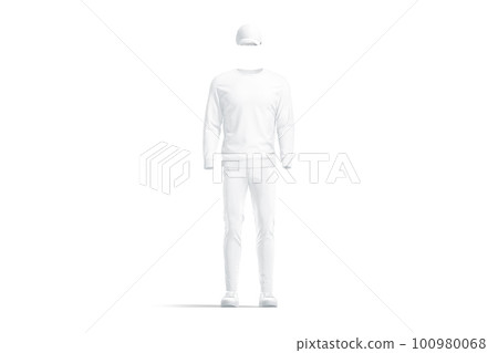 Blank white sweatshirt, baseball cap, pants and sneakers mockup, isolated Blank white sweatshirt, baseball cap, pants and sneakers mockup, isolated 100980068