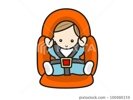 Baby sitting on a child seat Baby sitting on a child seat 100980159