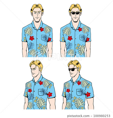 穿夏威夷襯衫的白人 穿夏威夷襯衫的白人 100980253