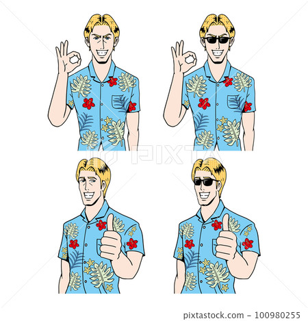 white man in hawaiian shirt 100980255