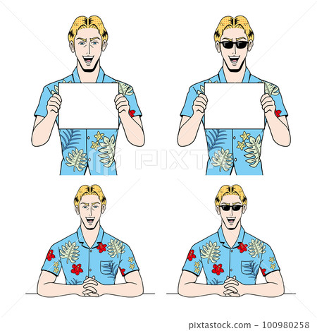 穿夏威夷襯衫的白人 穿夏威夷襯衫的白人 100980258