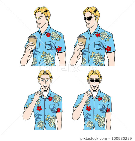 穿夏威夷襯衫的白人 100980259