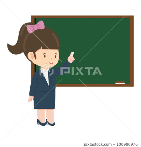 woman teacher teaching on green board woman teacher teaching on green board 100980976