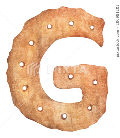 Cookie alphabet. Baking ABC. Watercolor illustration. Cookie alphabet. Baking ABC. Watercolor illustration. 100981103