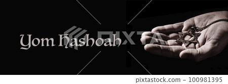 star of David and text Yom Hashoah, banner format star of David and text Yom Hashoah, banner format 100981395