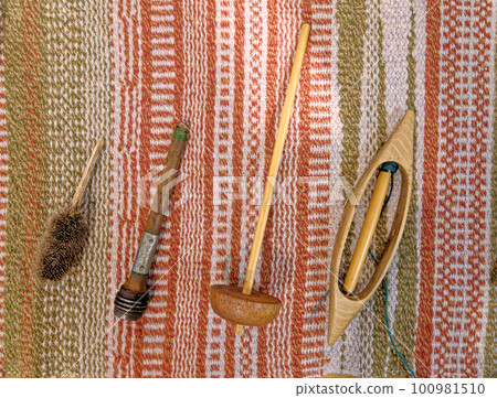 Wooden Loom Tools at Tudor House Museum Worcester - United Kingdom Wooden Loom Tools at Tudor House Museum Worcester - United Kingdom 100981510