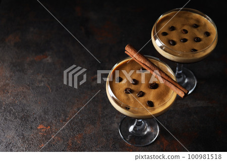 Espresso martini cocktail, delicious alcohol drink, space for text Espresso martini cocktail, delicious alcohol drink, space for text 100981518