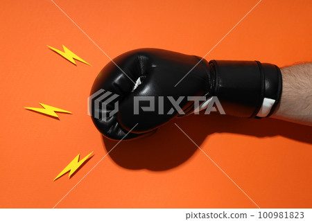 Concept of boxing and sport lifestyle with boxing gloves 100981823