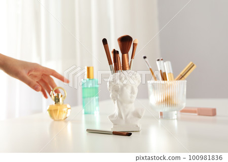 Concept of cosmetic and different female accessories 100981836