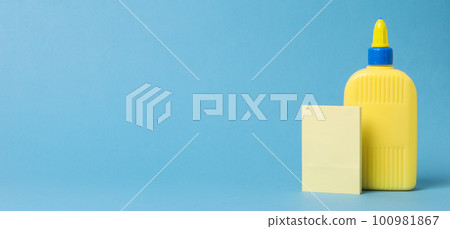 Concept of different office stationery with glue 100981867