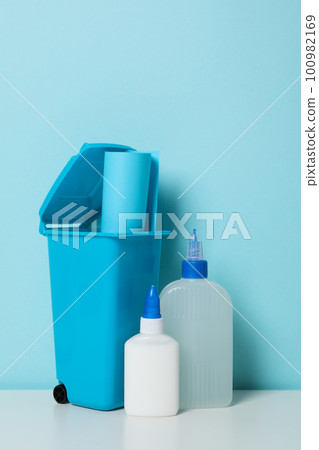 Concept of different office stationery with glue Concept of different office stationery with glue 100982169