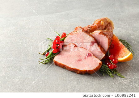 Concept of tasty food, ham, space for text 100982241