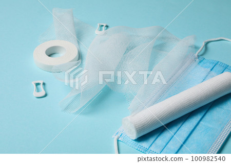 Concept of first aid kit, first aid kit supplies 100982540