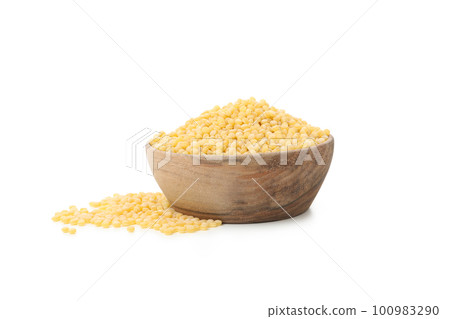 Concept of cooking, uncooked ptitim, isolated on white background 100983290