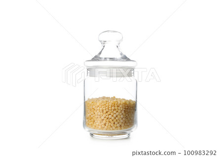 Concept of cooking, uncooked ptitim, isolated on white background 100983292