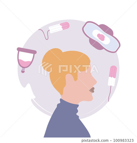 woman think about female hygiene products menstruation 100983323