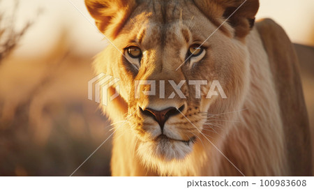 lion in the morning sun lion in the morning sun 100983608