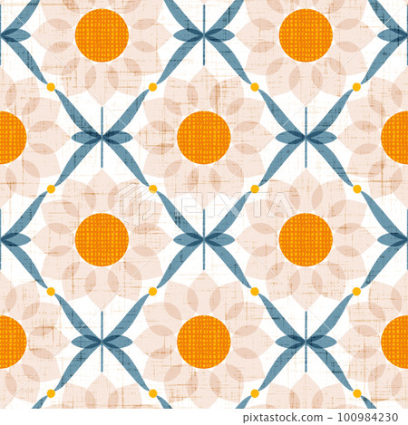 White sunflowers retro print illustration White sunflowers retro print illustration 100984230