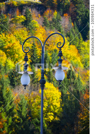 路燈，新天堂，德果，巴羅日亞，童話，路燈，新天鵝堡，德國，巴伐利亞，童話 100984331