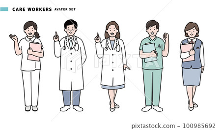 Medical worker/welfare person set whole body color 100985692