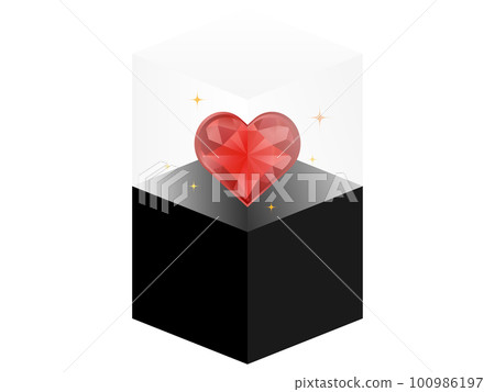 Heart-shaped jewels displayed in a showcase 100986197