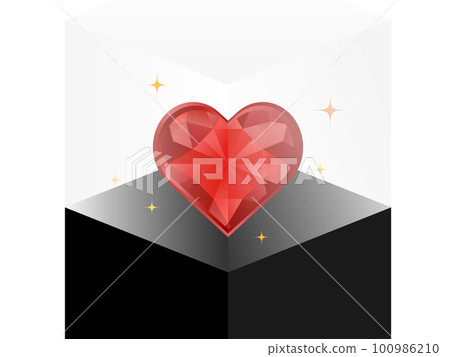 陳列櫃中陳列的心形珠寶 100986210