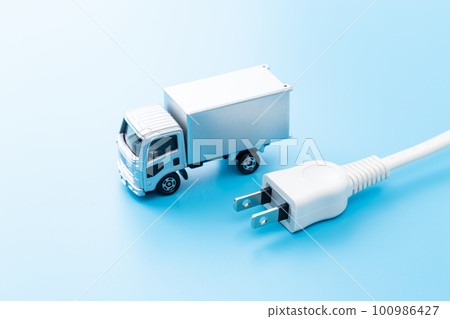 卡車和電源插頭藍背 100986427