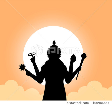 indian god lord vishnu. ethnic deity of Hinduism mythology. vector illustration design 100986864