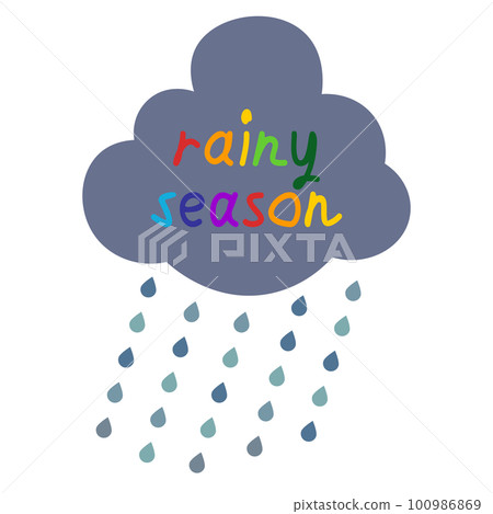 雨雲與雨季文本的插圖 100986869
