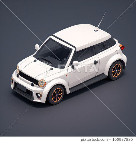 Tiny cute family car, plastic toy, 3d isometric reference model, AI generated 100987880