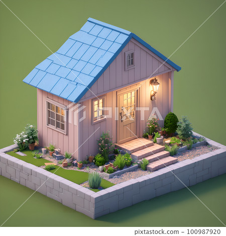 Cozy backyard area with wooden fence, dining table and decoration, ai generated 100987920