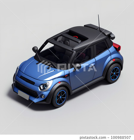 Tiny cute family car, plastic toy, 3d isometric reference model, AI generated Tiny cute family car, plastic toy, 3d isometric reference model, AI generated 100988507
