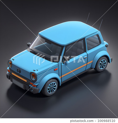 Tiny cute family car, plastic toy, 3d isometric reference model, AI generated Tiny cute family car, plastic toy, 3d isometric reference model, AI generated 100988510