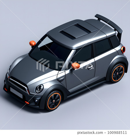 Tiny cute family car, plastic toy, 3d isometric reference model, AI generated 100988511
