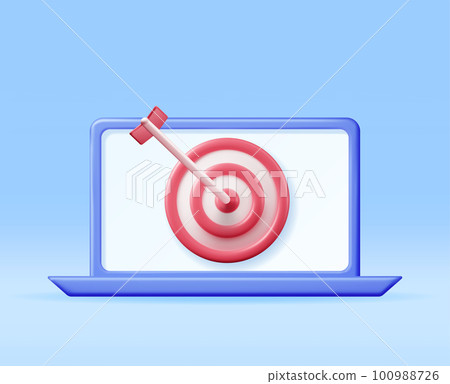 3D Target with Arrow in Center on Computer Screen 100988726