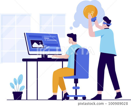 Plagiarism ideas illustration concept. Illustration for websites, landing pages, mobile applications, posters and banners. Trendy flat vector illustration 100989028