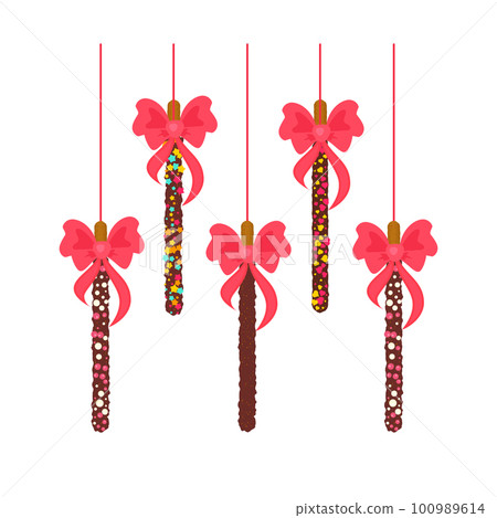 Frosted chocolate chip cookie sticks in sprinkles 100989614