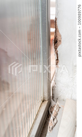 Damaged and unsealed door letting in cold and moisture Damaged and unsealed door letting in cold and moisture 100989776