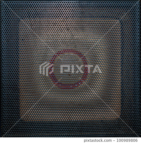 The texture of the black metal mesh of the speaker. 100989806