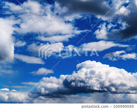White cloud against blue sky in sunlight. White cloud against blue sky in sunlight. 100990089