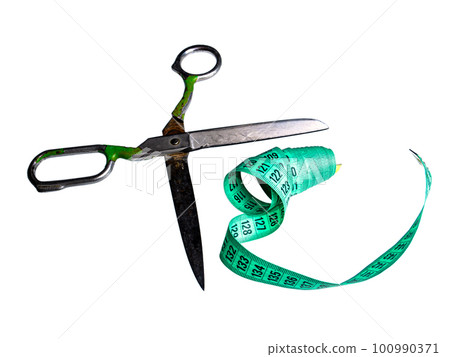Tailors hand tool for tailoring scissors and centimeter. Tailors hand tool for tailoring scissors and centimeter. 100990371