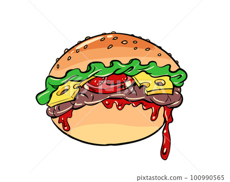 cheeseburger burger fast food street food, delicious menu, bun cheese meat patty 100990565