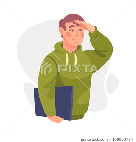 Man Character Looking Into the Distance Vector Illustration Man Character Looking Into the Distance Vector Illustration 100990784