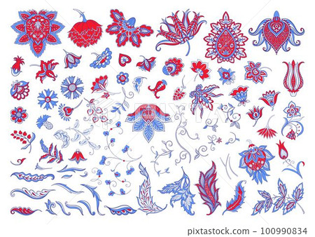 Traditional eastern classical luxury old fashioned floral ornament. 100990834