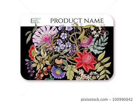Fantasy flowers in retro, vintage, jacobean embroidery style. Fantasy flowers in retro, vintage, jacobean embroidery style. 100990842