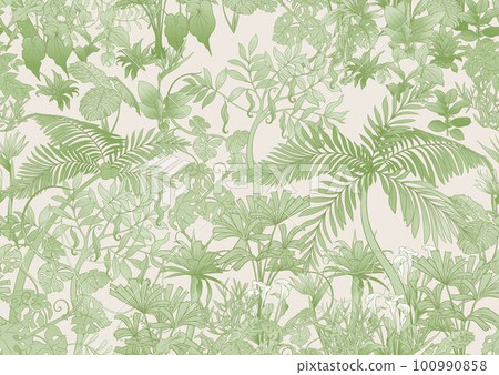 Tropical plants, flowers. Vector illustration. 100990858