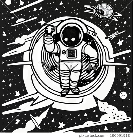 Astronaut explores space. Astronaut in space suit performing sky or space 100991918