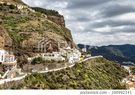 Artenara, Gran Canaria, Canary Islands in Spain. Highest mountain traditional village of Grand Canary 100992141